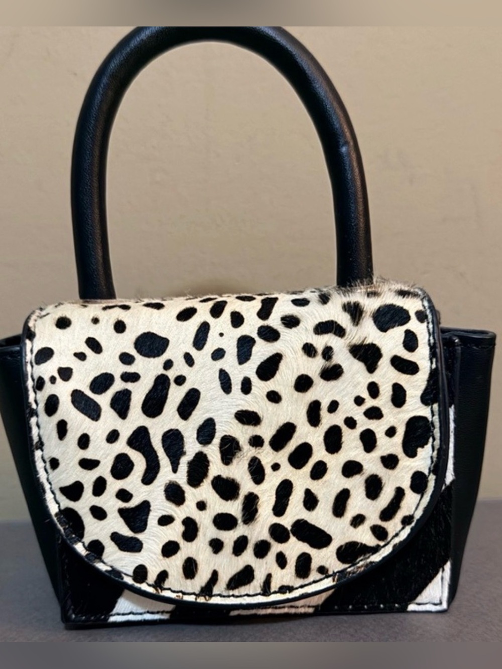 Black & Cream Leopard Print Mini Crossbody Bag - Women Bags